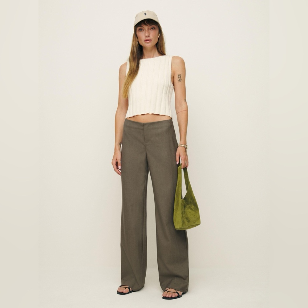 Sold on Depop - Reformation Vida Olive Pants NWT